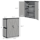 Wood Storage Shed, Outdoor Garden Shed With Asphalt Roof, 2 Shelves, Lockable Doors And Adjustable Feet, Gray