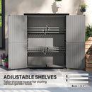 Wood Storage Shed, Outdoor Garden Shed With Asphalt Roof, 2 Shelves, Lockable Doors And Adjustable Feet, Gray