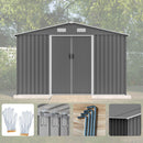 10X8 FT Outdoor Storage Shed, Metal Foundation & Lockable Doors, Tool Shed For Garden, Patio, Backyard, Lawn, Grey