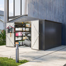10X8 FT Outdoor Storage Shed, All Weather Metal Sheds With Lockable Doors, Tool Shed For Garden, Patio, Backyard, Lawn, Black