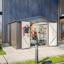 10X8 FT Outdoor Storage Shed, All Weather Metal Sheds With Lockable Doors, Tool Shed For Garden, Patio, Backyard, Lawn, Black