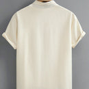 Summer Men's Breathable Casual Stand Collar Shirt Solid Color