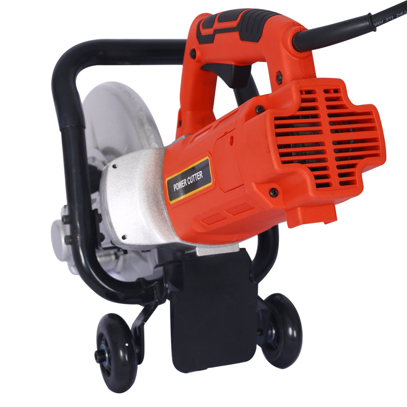 Electric 14" Wet/Dry Concrete Cut-Off Saw with Guide Roller & Water Line Attachment
