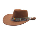 Ethnic Style Denim Top Hat Curling Felt Cap Horse Riding Hat