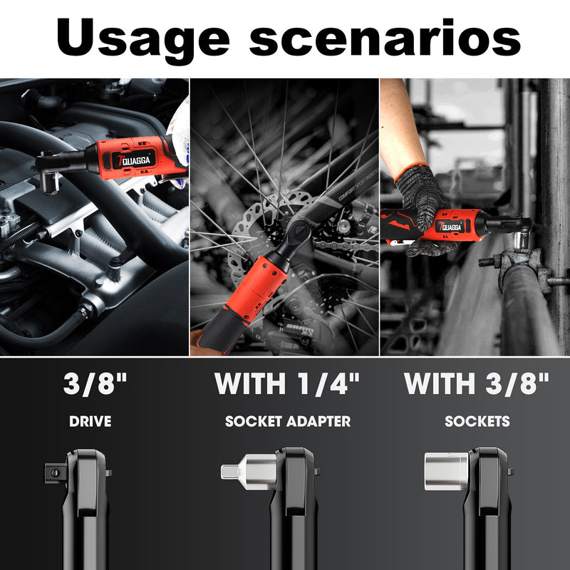 TQUAGGA 18V Cordless Electric Ratchet Wrench Set, Power Ratchet Wrench