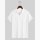 Men's Coat Lapel Rhombus Knit Casual Loose Short Sleeve Shirt