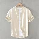 Japanese Linen Shirt Men Up-to-neck