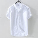 Japanese Linen Shirt Men Up-to-neck