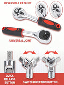 Part-driven Socket Claw Ratchet Wrench Tool Set, With Drill Socket Set, Metric And Extension Rods, For Auto Repair And Home Use