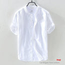 Japanese Linen Shirt Men Up-to-neck