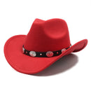 Unisex Western Cowboy Hat Wool Blend, Adjustable Fit