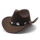 Unisex Western Cowboy Hat Wool Blend, Adjustable Fit