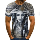 3D Horror Skull Print T-Shirt Short Sleeve Graphic Tee