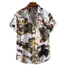 Printed Casual Men's Short-sleeved Shirt Lapel