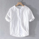 Japanese Linen Shirt Men Up-to-neck