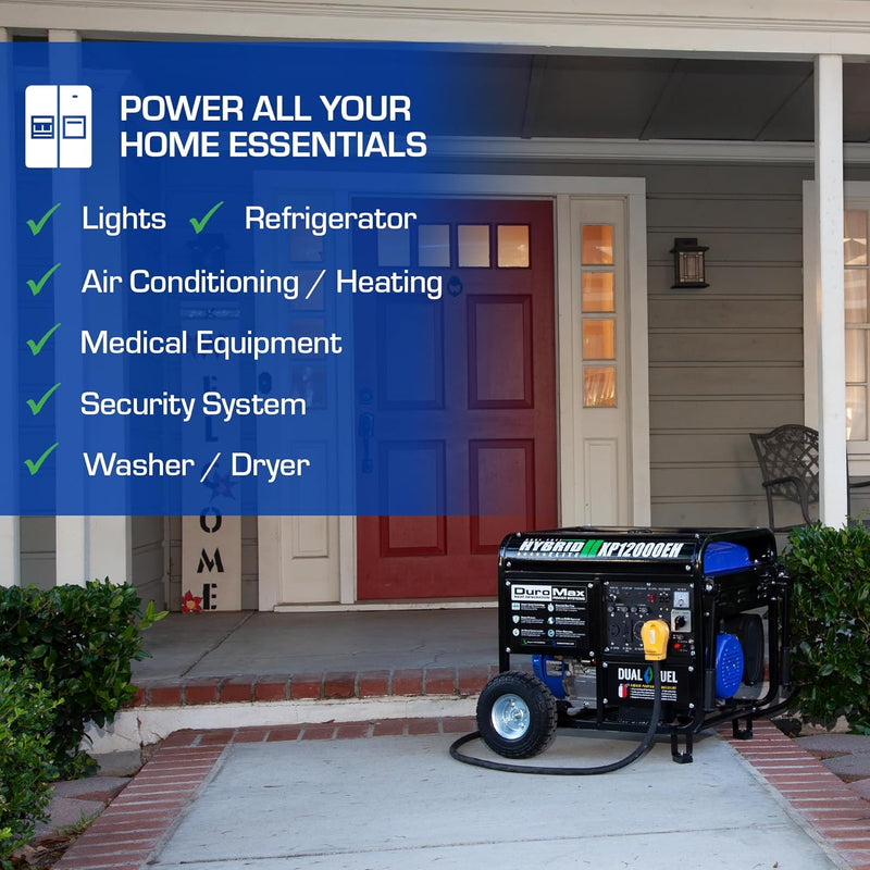 DuroMax XP13000EH Dual Fuel Portable Generator for Home Backup Power