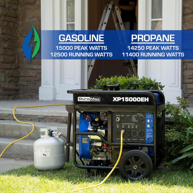 DuroMax XP13000EH Dual Fuel Portable Generator for Home Backup Power