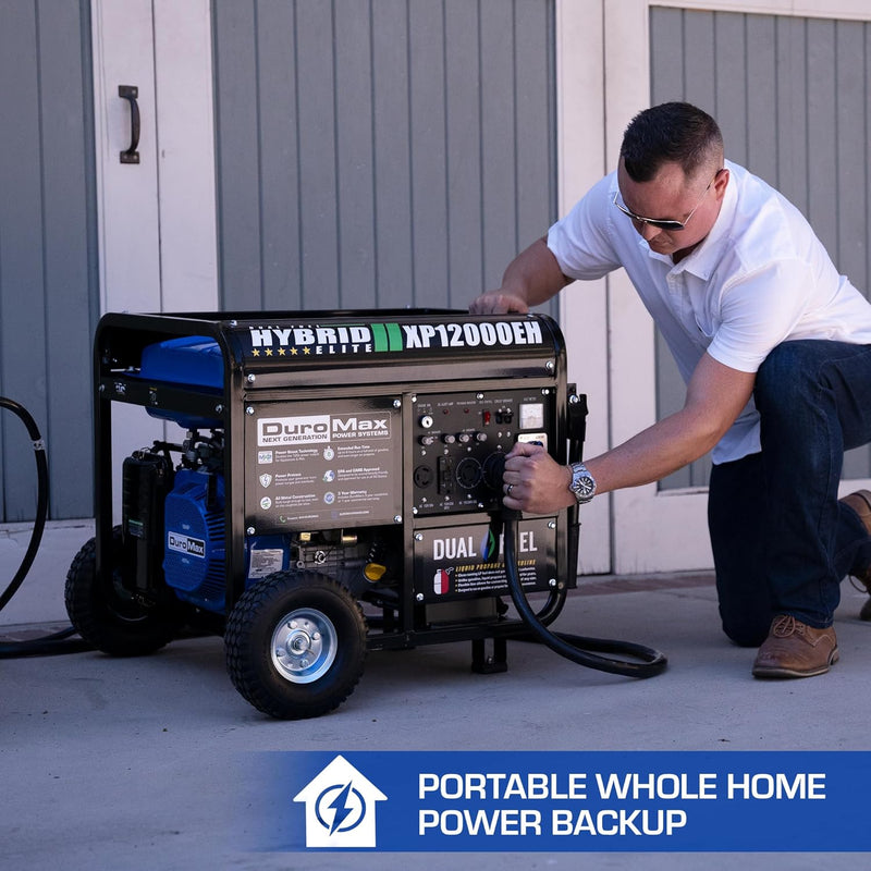 DuroMax XP13000EH Dual Fuel Portable Generator for Home Backup Power