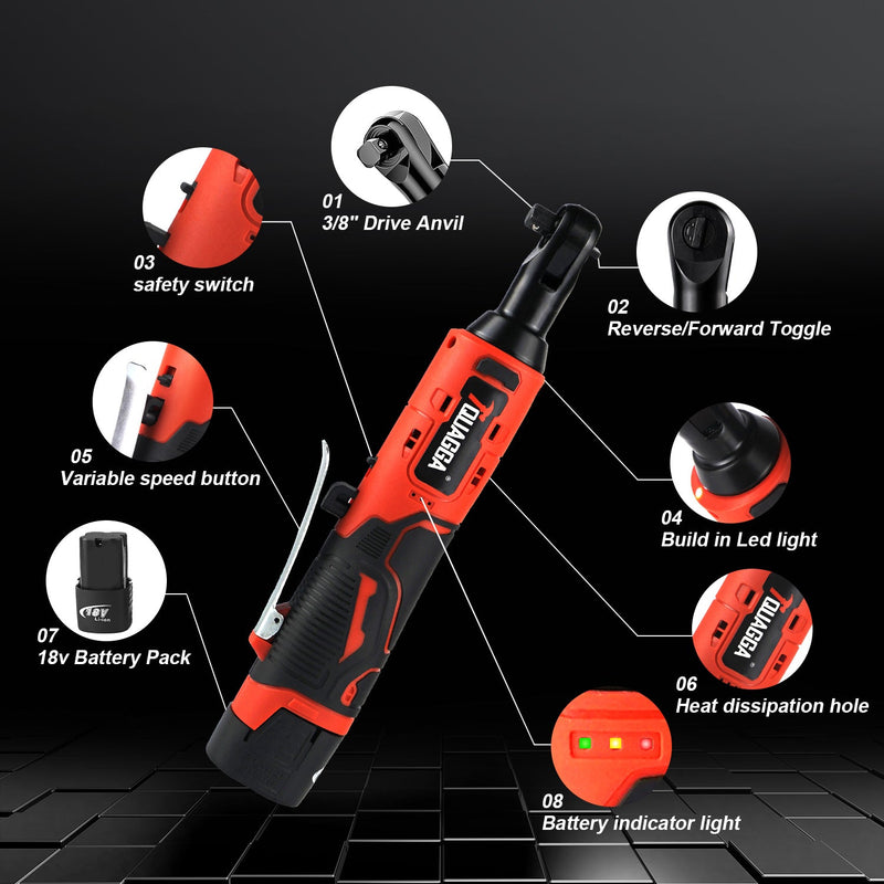 TQUAGGA 18V Cordless Electric Ratchet Wrench Set, Power Ratchet Wrench