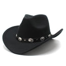Unisex Western Cowboy Hat Wool Blend, Adjustable Fit