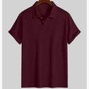 Men's Coat Lapel Rhombus Knit Casual Loose Short Sleeve Shirt