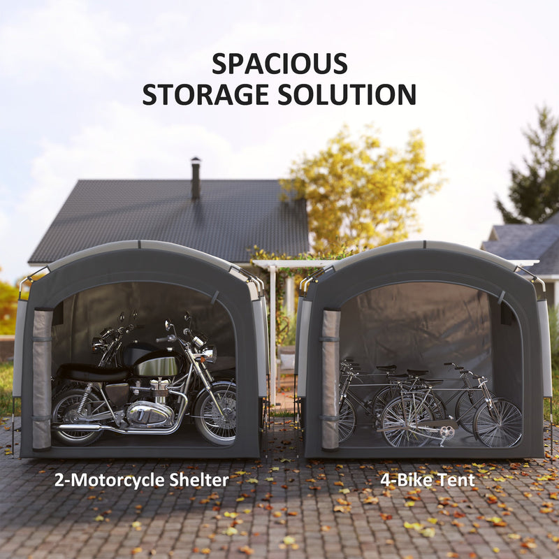 Bike Storage Shed Tent, Portable And Waterproof With 210D Oxford Fabric And Carry Bag For 3-4 Bicycles, Dark Gray