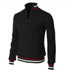 Spring And Autumn New Color Blocked High Necked Knitted Shirt