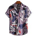 Printed Casual Men's Short-sleeved Shirt Lapel
