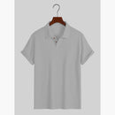 Men's Coat Lapel Rhombus Knit Casual Loose Short Sleeve Shirt