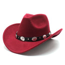 Unisex Western Cowboy Hat Wool Blend, Adjustable Fit