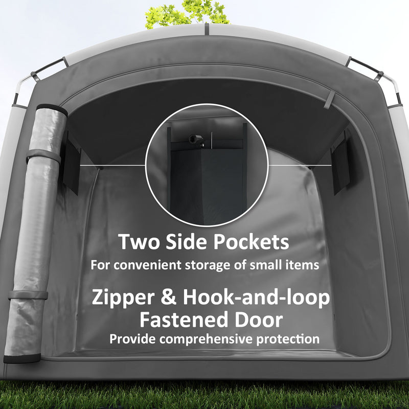 Bike Storage Shed Tent, Portable And Waterproof With 210D Oxford Fabric And Carry Bag For 3-4 Bicycles, Dark Gray