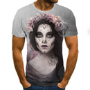 3D Horror Skull Print T-Shirt Short Sleeve Graphic Tee