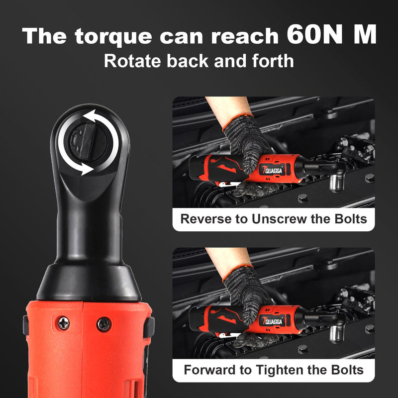 TQUAGGA 18V Cordless Electric Ratchet Wrench Set, Power Ratchet Wrench