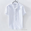 Japanese Linen Shirt Men Up-to-neck