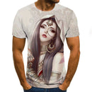 3D Horror Skull Print T-Shirt Short Sleeve Graphic Tee